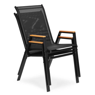 MultiGarden SC-092W Záhradné stohovateľné stoličky, 2 ks, čierne