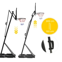 MOVEPRO QSG-S255 Nastaviteľný basketbalový kôš s loptou a pumpičkou, 305 cm