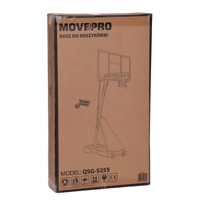 MOVEPRO QSG-S255 Nastaviteľný basketbalový kôš s loptou a pumpičkou, 305 cm