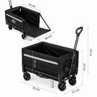 MultiGarden HTN042 Skládací zahradní vozík s kapsami 120 l, černý