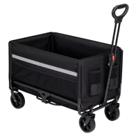 MultiGarden HTN042 Skládací zahradní vozík s kapsami 120 l, černý