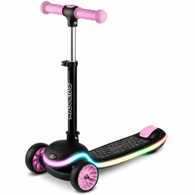 Ricokids 766002 Tříkolová balanční koloběžka Leddi, RGB LED, černo-růžová
