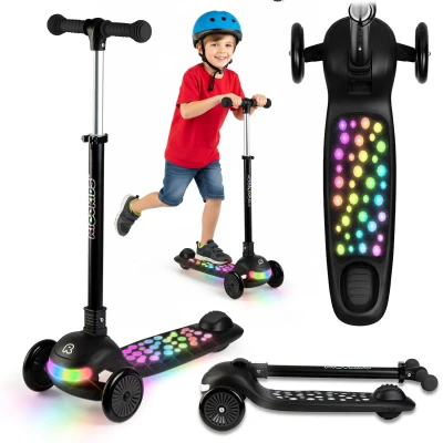 Ricokids 766100 Tříkolová dětská balanční koloběžka Glowi s LED - černá