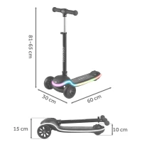 Ricokids 766000 Trojkolová kolobežka na rovnováhu Leddi, RGB LED, čierna
