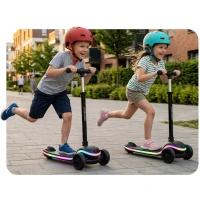 Ricokids 766000 Trojkolová kolobežka na rovnováhu Leddi, RGB LED, čierna