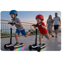 Ricokids 766000 Trojkolová kolobežka na rovnováhu Leddi, RGB LED, čierna
