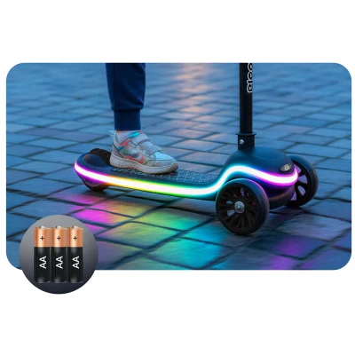 Ricokids 766000 Trojkolová kolobežka na rovnováhu Leddi, RGB LED, čierna