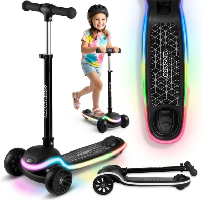 Ricokids 766000 Trojkolová kolobežka na rovnováhu Leddi, RGB LED, čierna