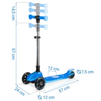 Ricokids 765902 Trojkolová kolobežka na rovnováhu s LED kolieskami Jelly, modrá