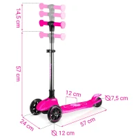 Ricokids 765901 Trojkolová kolobežka na rovnováhu s LED kolieskami Jelly, ružová
