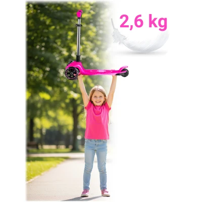 Ricokids 765901 Trojkolová kolobežka na rovnováhu s LED kolieskami Jelly, ružová