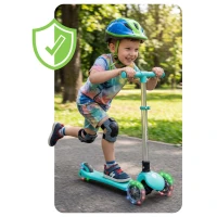 Ricokids 765700 Trojkolová kolobežka na rovnováhu s LED kolieskami Glow, tyrkysová