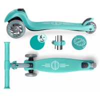 Ricokids 765700 Trojkolová kolobežka na rovnováhu s LED kolieskami Glow, tyrkysová