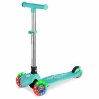 Ricokids 765700 Trojkolová kolobežka na rovnováhu s LED kolieskami Glow, tyrkysová