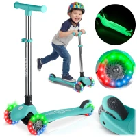 Ricokids 765700 Trojkolová kolobežka na rovnováhu s LED kolieskami Glow, tyrkysová