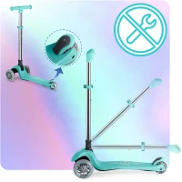 Ricokids 765700 Trojkolová kolobežka na rovnováhu s LED kolieskami Glow, tyrkysová