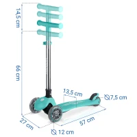 Ricokids 765700 Trojkolová kolobežka na rovnováhu s LED kolieskami Glow, tyrkysová