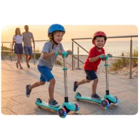 Ricokids 765700 Trojkolová kolobežka na rovnováhu s LED kolieskami Glow, tyrkysová