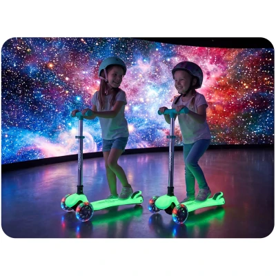 Ricokids 765700 Trojkolová kolobežka na rovnováhu s LED kolieskami Glow, tyrkysová