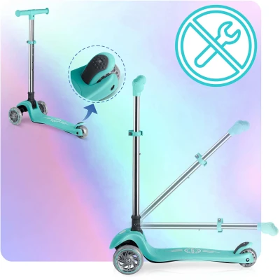 Ricokids 765700 Trojkolová kolobežka na rovnováhu s LED kolieskami Glow, tyrkysová