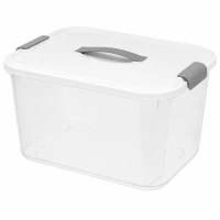 Verk 27661 Úložná krabica s vekom a sponami, 20 l, biela