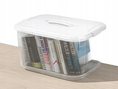 Verk 27661 Úložná krabica s vekom a sponami, 20 l, biela