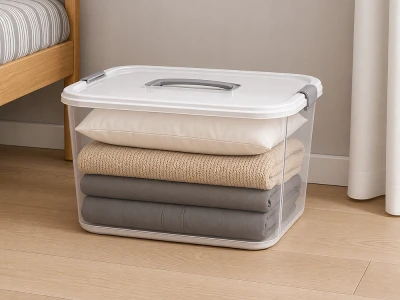 Verk 27661 Úložná krabica s vekom a sponami, 20 l, biela