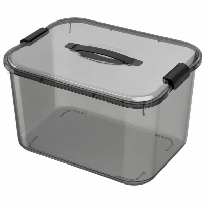 Verk 27661 Úložná krabica s vekom a sponami, 20 l, čierna