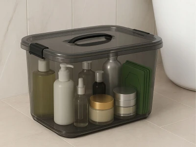 Verk 27661 Úložná krabica s vekom a sponami, 20 l, čierna