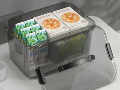 Verk 27661 Úložná krabica s vekom a sponami, 20 l, čierna