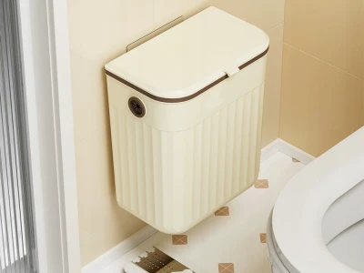Verk 27672 Závěsný odpadkový koš s víkem 11 l, béžový