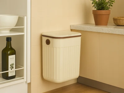 Verk 27672 Závěsný odpadkový koš s víkem 11 l, béžový