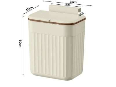 Verk 27672 Závěsný odpadkový koš s víkem 11 l, béžový