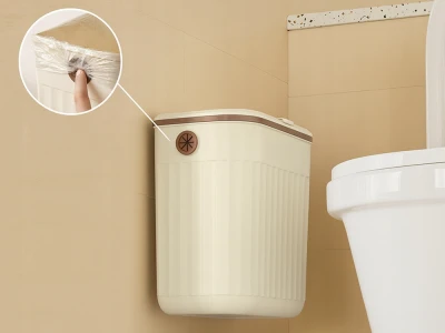 Verk 27672 Závěsný odpadkový koš s víkem 11 l, béžový