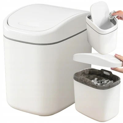 Verk 27674 Mini odpadkový kôš s vekom 2 l, biely