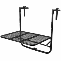 RealG RC-K-2406 Skládací závěsný balkonový stůl, nosnost 30 kg, černý
