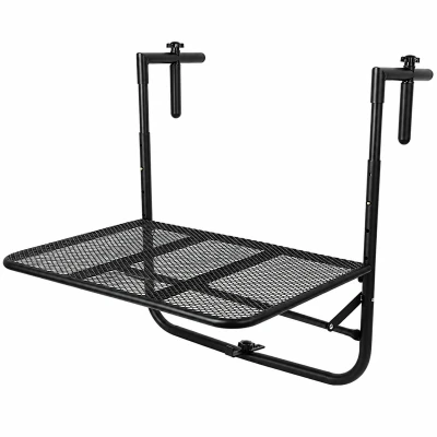 RealG RC-K-2406 Skladací závesný balkónový stôl, nosnosť 30 kg, čierny
