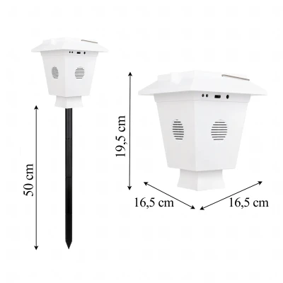 RealG RC-K-2339 Ultrazvukový solárny odpudzovač zvierat a vtákov, 1600 m, IP44