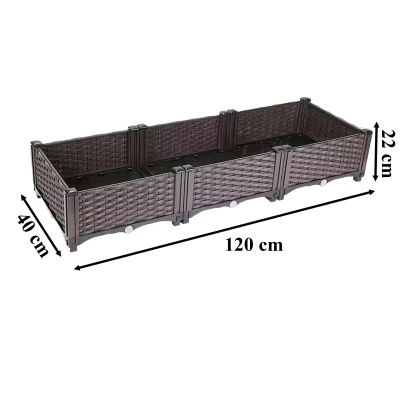 RealG RC-K-2524 Modulární zahradní truhlík 120 x 40 x 22 cm, hnědý