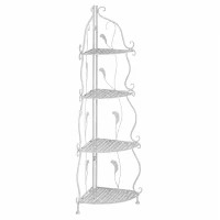 RealG RC-K-2501 Kovový rohový regál se 4 policemi, 113 x 40 x 30 cm, bílý