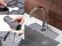 Verk 27569 Silikonová podložka pod dřezovou baterii 37 x 14 cm, šedá