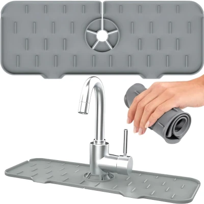 Verk 27569 Silikonová podložka pod dřezovou baterii 37 x 14 cm, šedá