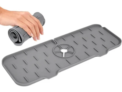 Verk 27569 Silikonová podložka pod dřezovou baterii 37 x 14 cm, šedá
