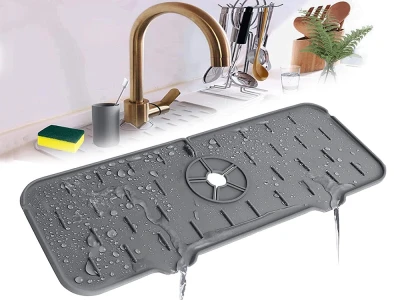 Verk 27569 Silikonová podložka pod dřezovou baterii 37 x 14 cm, šedá