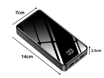 Verk 06368 Powerbanka 20000 mAh USB-C/USB-A, 2x LED dioda, černá