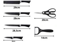 Verk 07411 Sada kuchyňských nožů, nůžky a škrabka 6 v 1, černé
