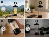 Verk 07544 Shaker s magnetickým držiakom na telefón, USB, 700 ml, čierny