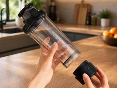 Verk 07544 Shaker s magnetickým držiakom na telefón, USB, 700 ml, čierny