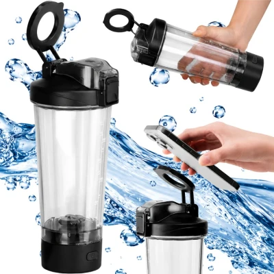 Verk 07544 Shaker s magnetickým držiakom na telefón, USB, 700 ml, čierny
