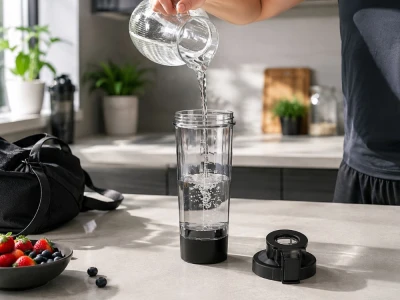 Verk 07544 Shaker s magnetickým držiakom na telefón, USB, 700 ml, čierny